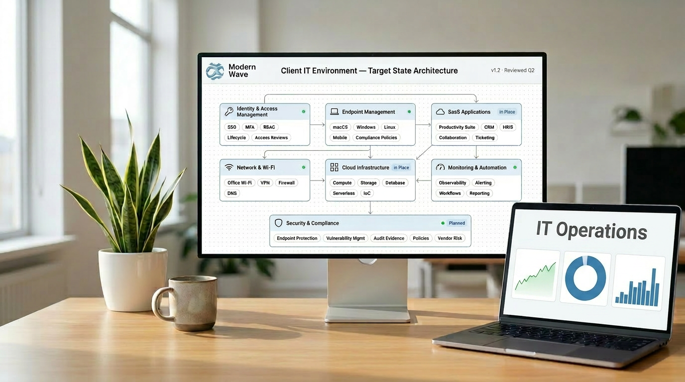 Modern Wave — flowing wave brand visual representing modern IT infrastructure